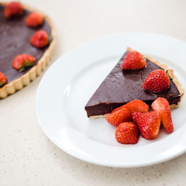 Yorkshire Wolds Cookery School Chocolate Tart and strawberries 