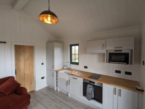 Kitchen at Wold Escapes glamping cabins